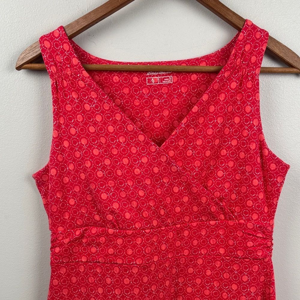 Eddie Bauer Vibrant Red Midi Dress Small classic sleeveless stretch